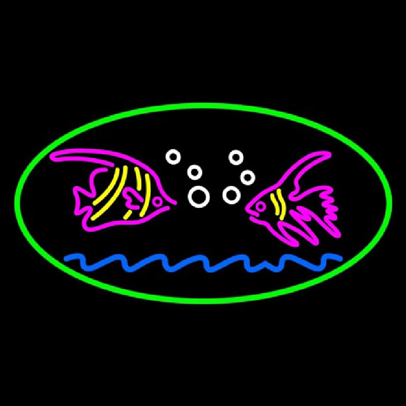 Fish Logo Green Oval Neontábla