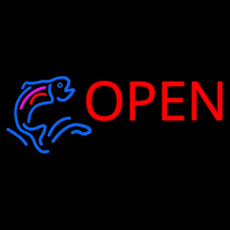 Fish Logo Open Block Neontábla