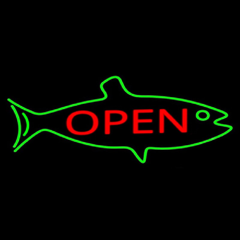 Fish Logo Open Neontábla