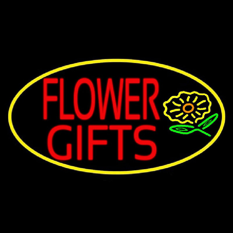 Flower Gifts In Block Oval Neontábla