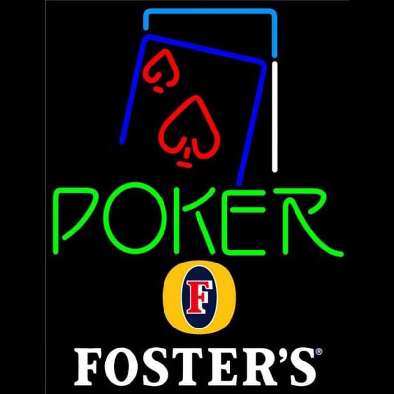 Fosters Green Poker Red Heart Beer Sign Neontábla