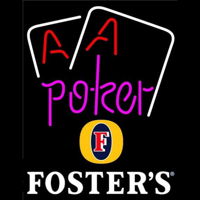 Fosters Purple Lettering Red Aces White Cards Beer Sign Neontábla