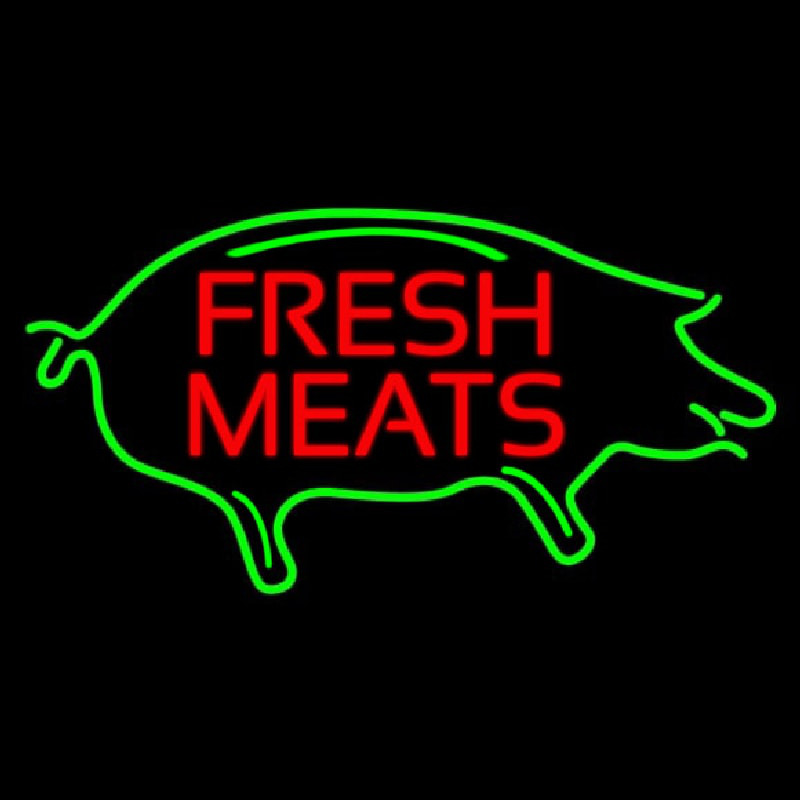 Fresh Meats With Pig Neontábla