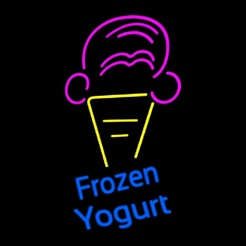 Frozen Yogurt Blue Ltrs With Cone Logo Neontábla