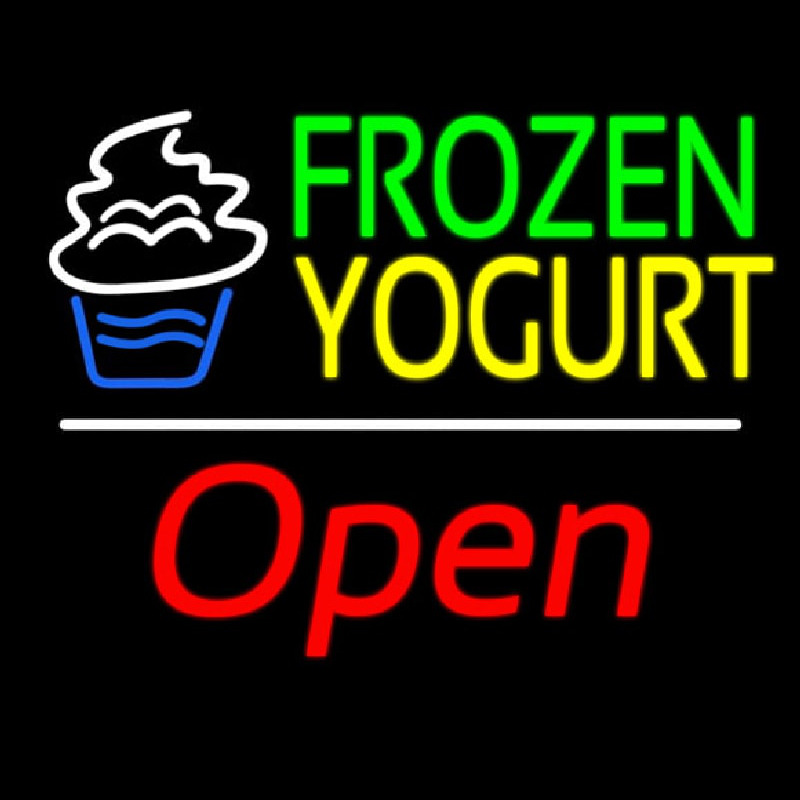 Frozen Yogurt Open White Line Neontábla