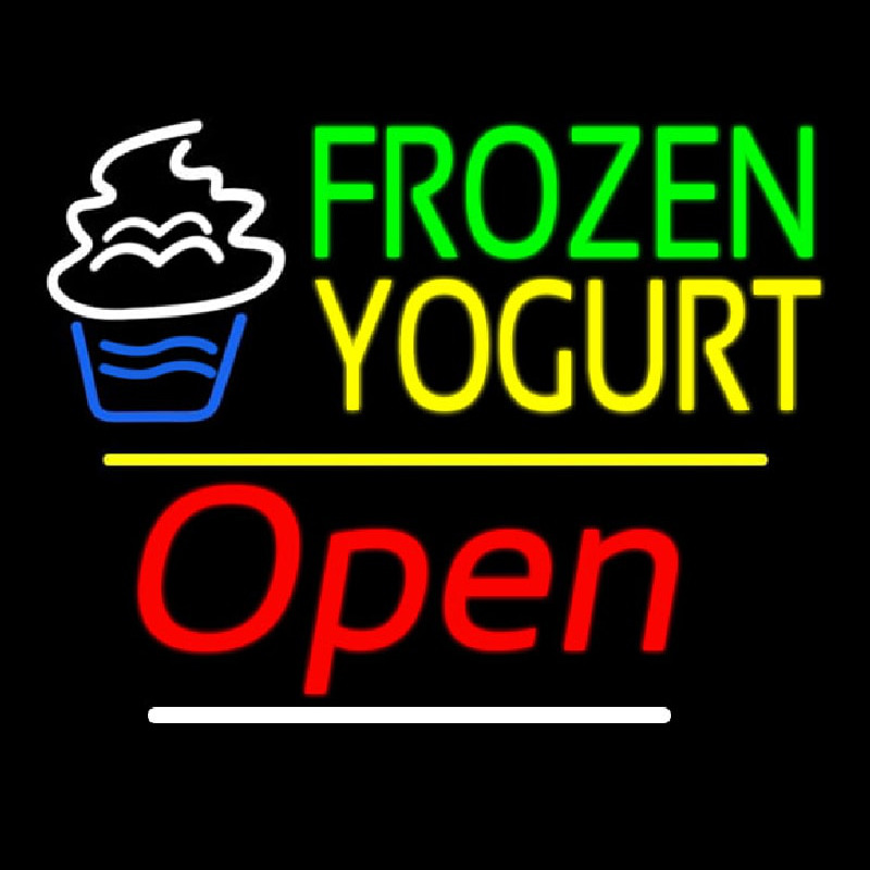 Frozen Yogurt Open Yellow Line Neontábla