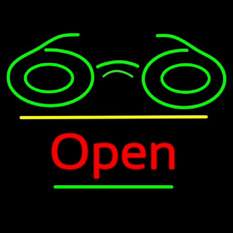Glasses Logo Open Yellow Line Neontábla