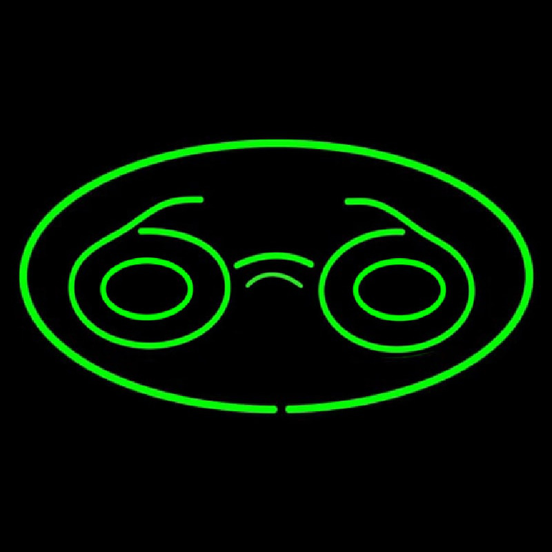 Glasses Logo Oval Green Neontábla