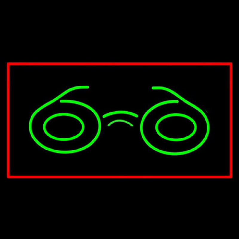 Glasses Logo Rectangle Red Neontábla