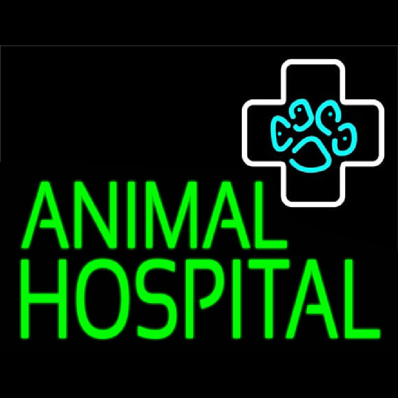 Green Animal Hospital Block Neontábla