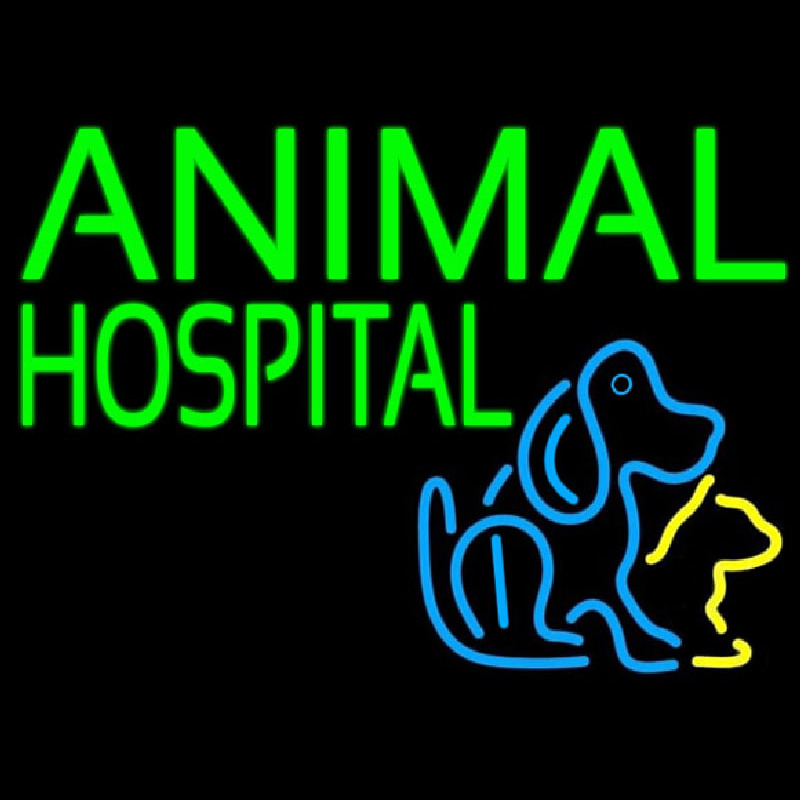 Green Animal Hospital Dog Logo Neontábla