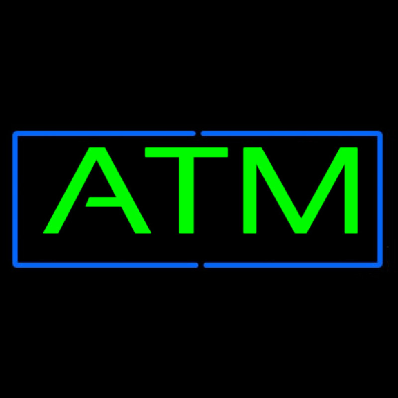 Green Atm Blue Border Neontábla