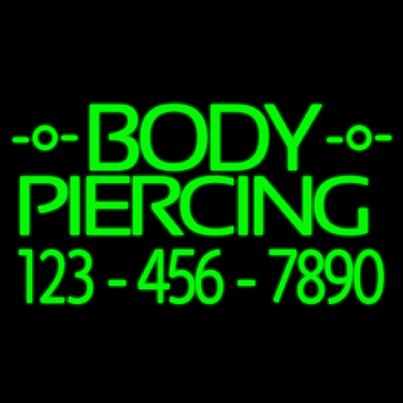 Green Body Piercing With Phone Number Neontábla