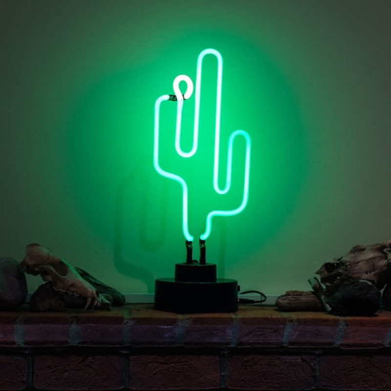 Green Cactus Desktop Neontábla