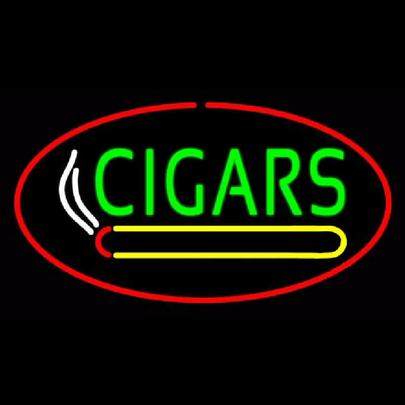 Green Cigars Logo Red Oval Neontábla