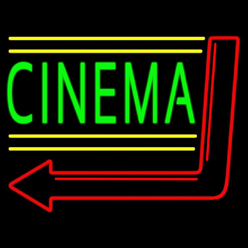 Green Cinema With Arrow Neontábla