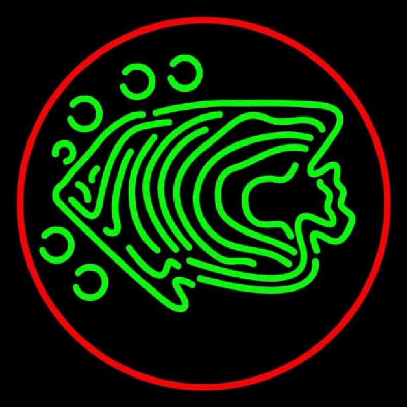Green Fish Red Circle Neontábla