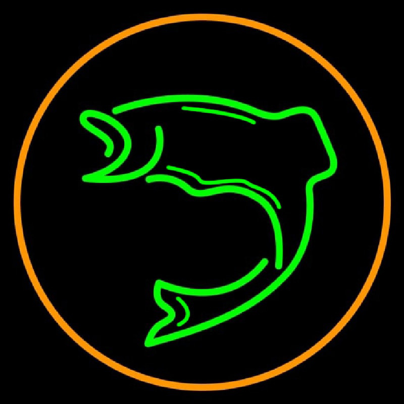 Green Fish With Circle Neontábla