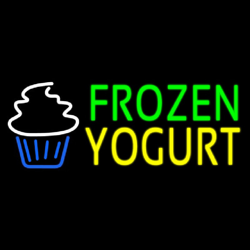 Green Frozen Yogurt Yellow Logo Neontábla
