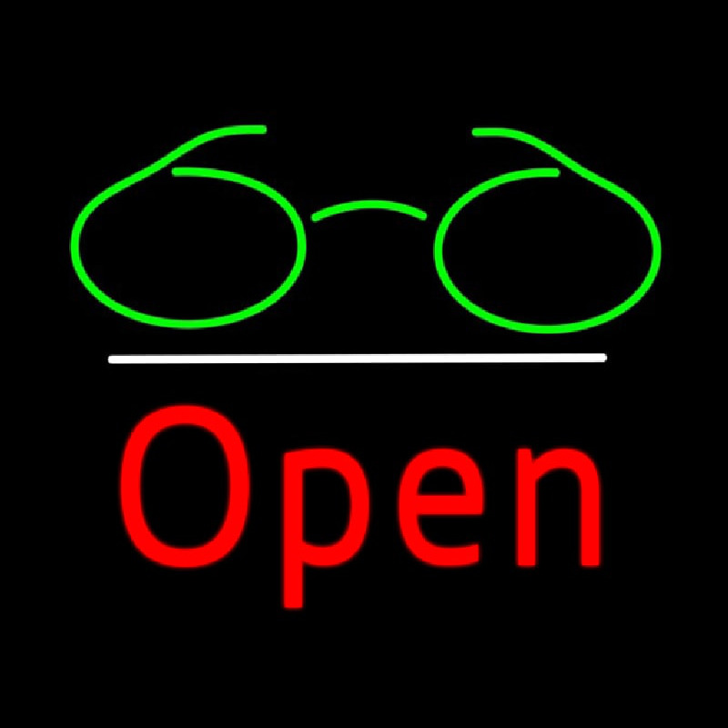 Green Glasses Logo Open White Line Neontábla