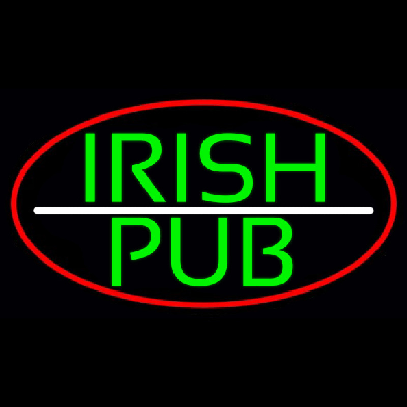 Green Irish Pub Oval With Red Border Neontábla