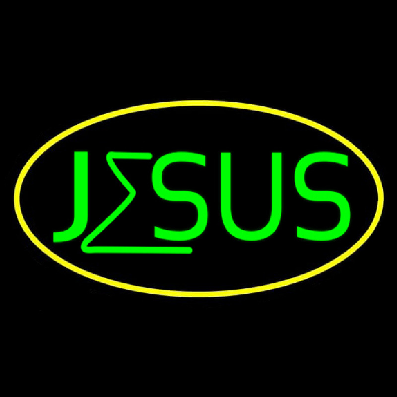 Green Jesus Yellow Border Neontábla