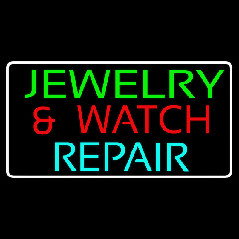 Green Jewelry And Watch Repair Block Neontábla