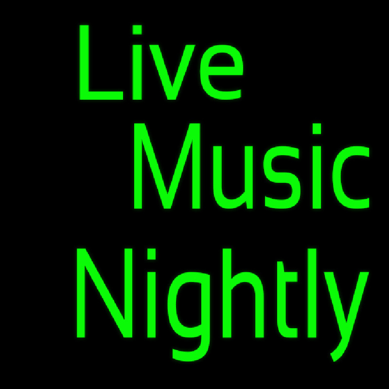Green Live Music Nightly Block Neontábla