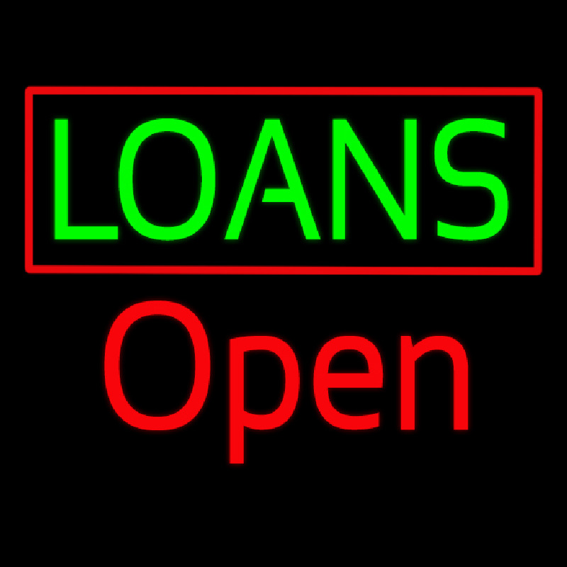 Green Loans Red Border Open Neontábla