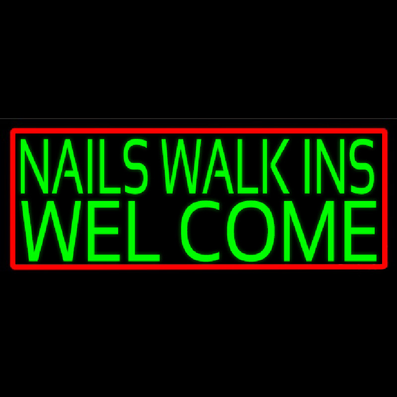 Green Nails Walk Ins Welcome Neontábla