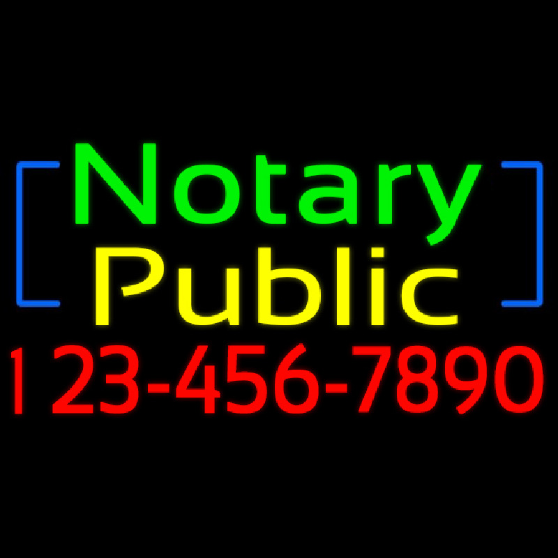 Green Notary Public With Phone Number Neontábla