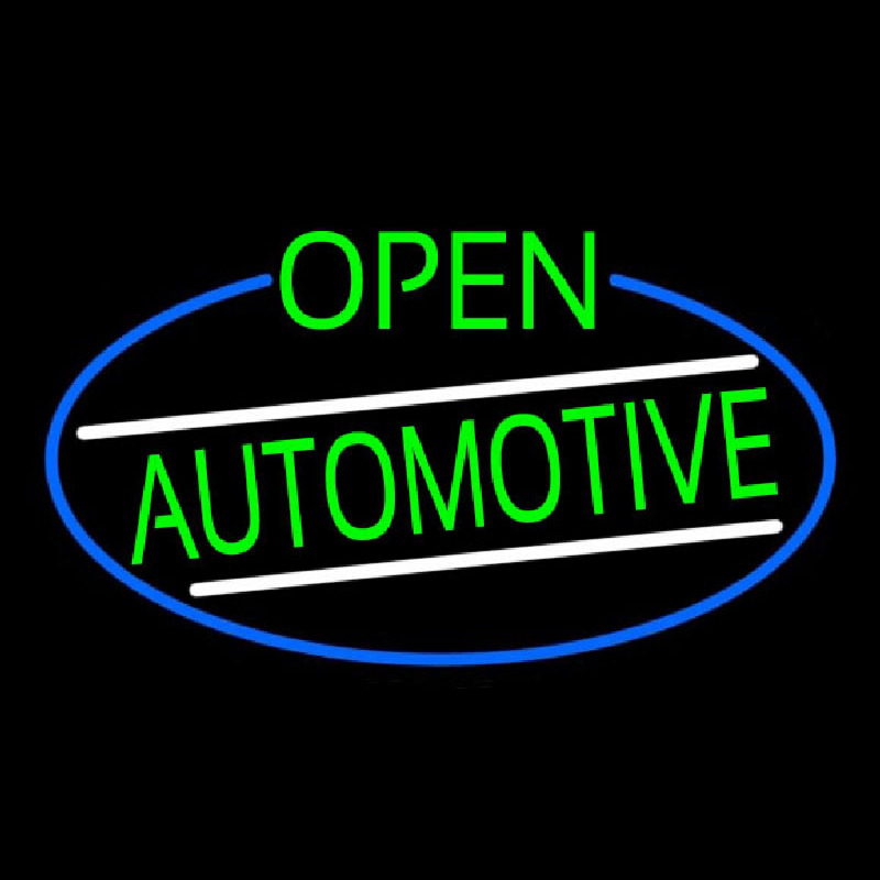 Green Open Automotive Oval With Blue Border Neontábla