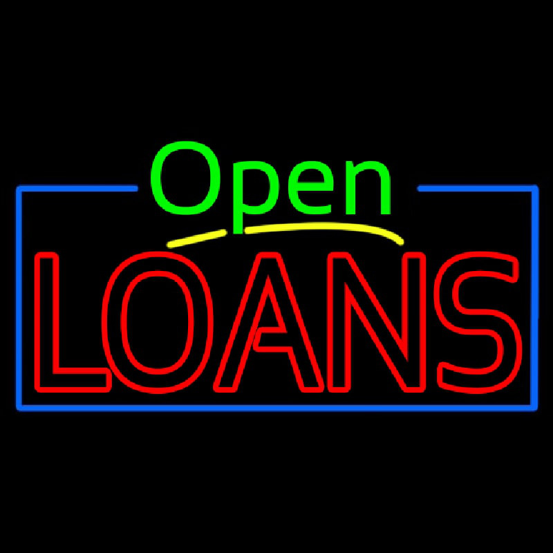 Green Open Red Double Stroke Loans Neontábla