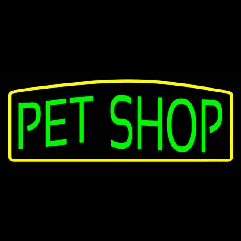 Green Pet Shop Yellow Border Neontábla