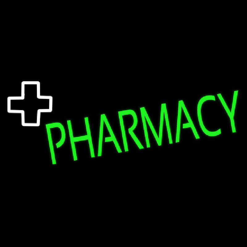 Green Pharmacy With Plus Logo Neontábla