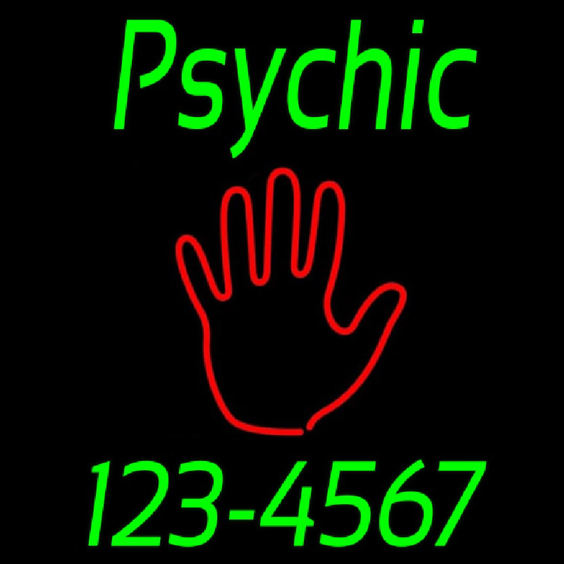 Green Psychic With Phone Number Neontábla