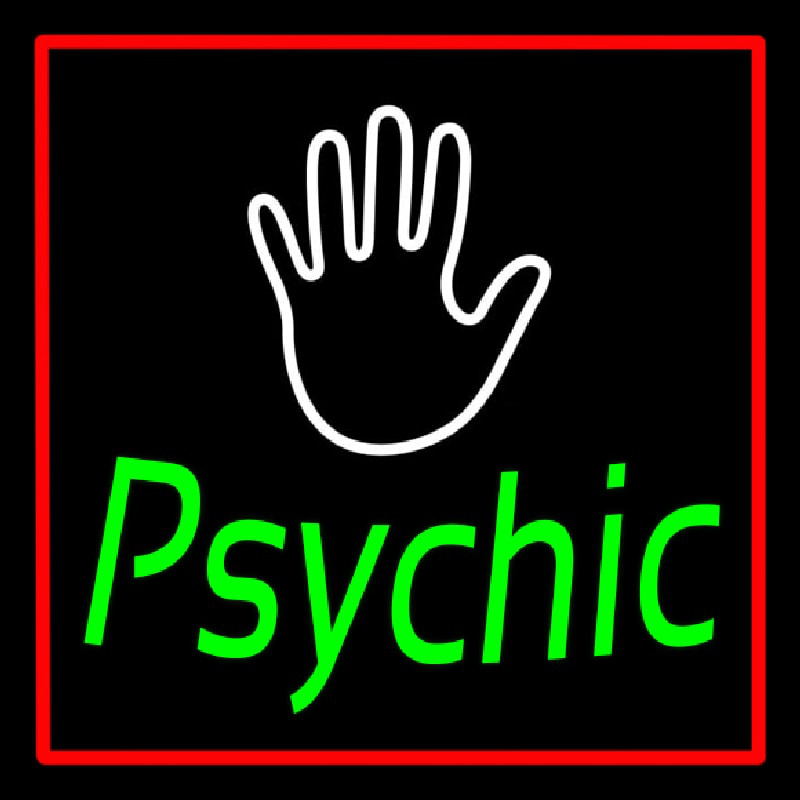 Green Psychic With Red Border Neontábla