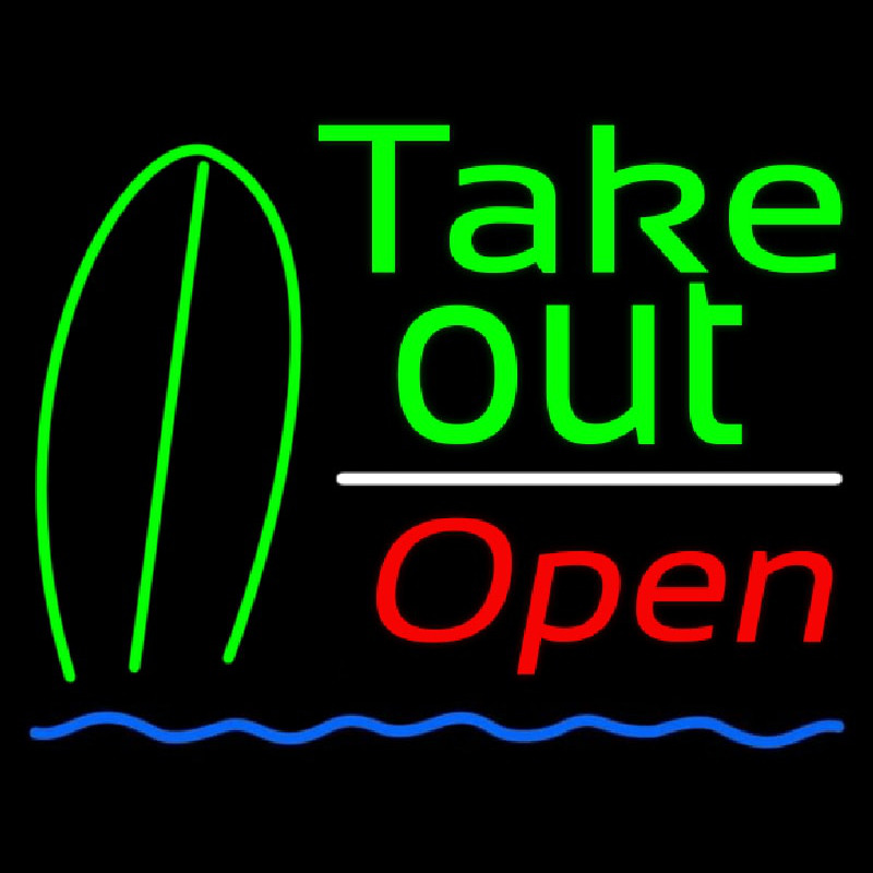 Green Take Out Bar Open Neontábla