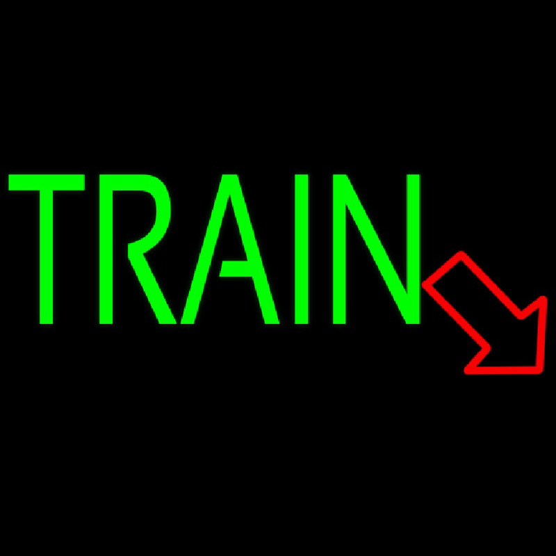 Green Train With Red Arrow Neontábla