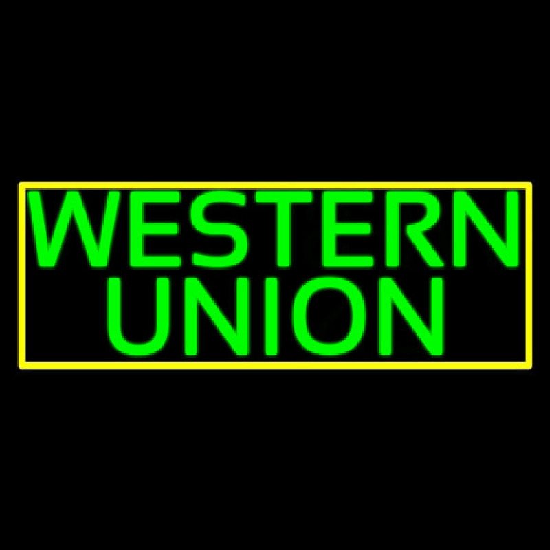 Green Western Union With Green Border Neontábla