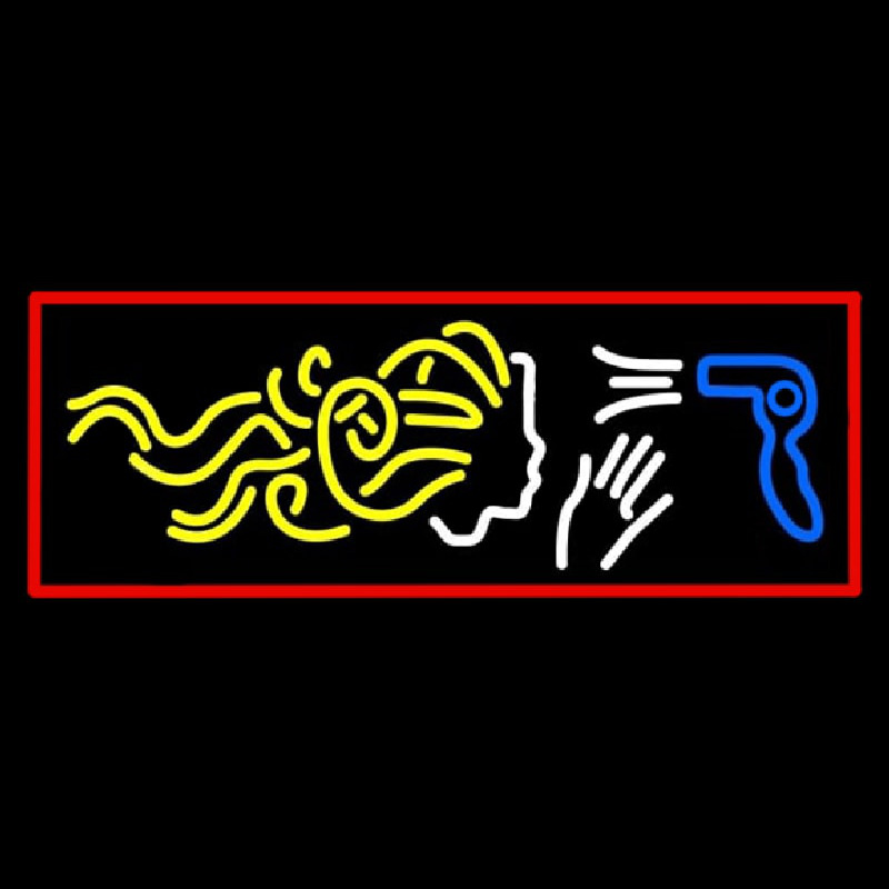 Hair Dryer Logo With Red Border Neontábla