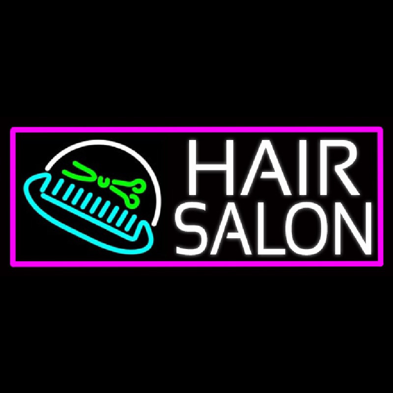 Hair Salon With Scissor And Comb Neontábla