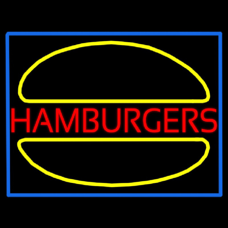 Hamburgers Logo Blue Border Neontábla