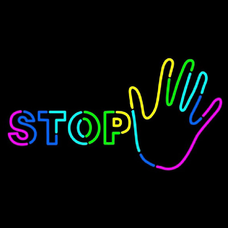 Hand With Stop Neontábla