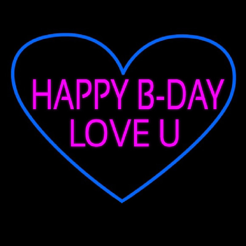 Happy B Day Love U Heart Neontábla