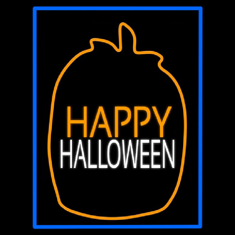 Happy Halloween With Blue Border Neontábla