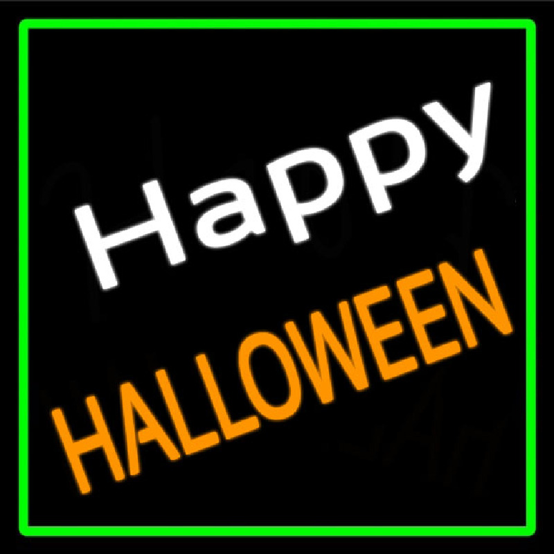 Happy Halloween With Green Border Neontábla