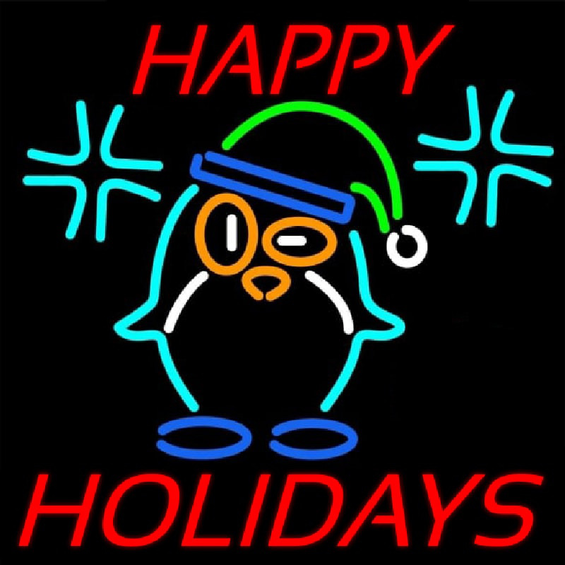 Happy Holidays With Snow Man Logo Neontábla