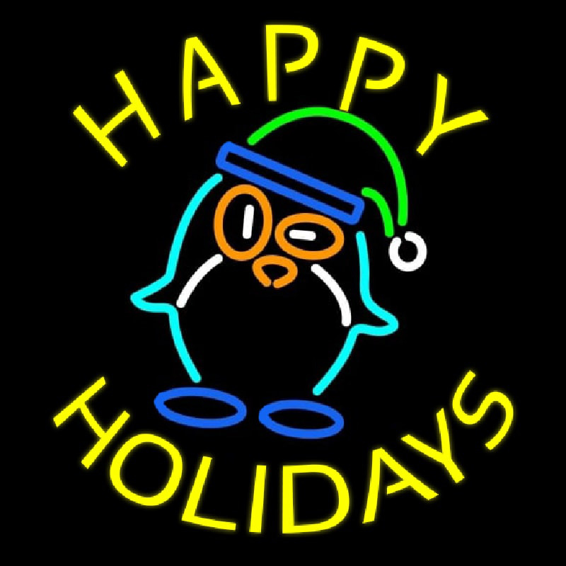 Happy Holidays With Snow Man Logo Neontábla