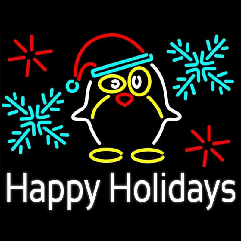 Happy Holidays With Snow Man Logo Neontábla